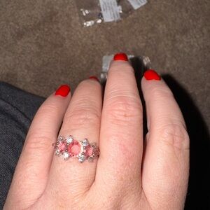 Chic Pink and Silver Gemstone Ring